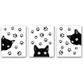 Miniatyrbild 1 av 6: Set med 3 djur katt väggkonsttryck, rolig affisch med svart katt a