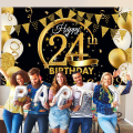 Miniatyrbild 4 av 5: Födelsedagsfest Dekorationer Ultra Svart Guld Logotyp Affisch Annivers