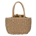 Miniatyrbilde 1 av 5: Mote-Håndveske i Straw Weave for Kvinner - Handlepose, Strandveske, Reisekurv (Khaki)