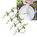 Miniatyrbillede 1 af 8: 4 stk. Servietringe, Enkle Dekorative Håndlavede Blad-Blomster Servietringe til Bryllupper, Nytårspartier 6632