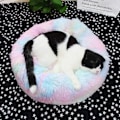 Miniatyrbillede 3 af 5: Rund Donut Seng Til Hund Kat Plys Soothing Comfy Sovemadras Kurv Farve 40cm