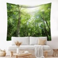 Miniatyrbillede 5 af 5: Nature Tapestry Misty Tree Tapestry Jungle Creek Psychedelic