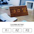 Miniatyrbild 3 av 5: LED hygrometer väckarklocka LED träklocka triangel elektronisk digitalklocka trä hygrometer