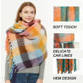 Miniatyrbillede 3 af 5: Kvindes Cashmere Stor Farvet Ternet Sjal Vinter Varmt Wrap