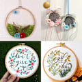 Miniatyrbild 7 av 8: 6 stycken runda broderiramset, korsstygnsram broderiram