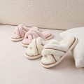 Miniatyrbillede 4 af 5: Dames Krydsbånds-Tøfler Fuzzy Bløde Hjemmesko Plysset Pels