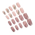 Miniatyrbillede 4 af 5: Neglekunst Falske Negle Bær Negle$Mandel Diagonal Guld Linie Lotus Rod Pink Bær Negle$falsk Negle Patch Negle Patch