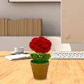 Miniatyrbillede 4 af 5: Rød Rose Potteplante Kunstig Potteplante Faux Planter til Bord Skrivebord Hjem Kunstig Potteplante Faux Planter
