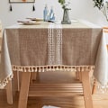 Miniatyrbilde 1 av 5: Vanntett duk i bomullslin, burlap kjøkkenbordduk