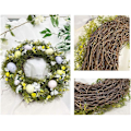 Miniatyrbild 2 av 7: Grön påskkrans med ägg, blomsterkrans dörrkrans dekorat