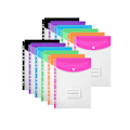 Miniatyrbillede 1 af 5: A4 Dokumentmappe, Pakke med 12, Premium Transparent Dokumentmappe, Plastik med Trykknap, Udvidbar Vandafvisende Dokumentmappe, 6 Farver