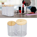 Miniatyrbillede 3 af 5: Makeup Pads Bomuldsboldkrukke Kosmetiske Værktøjer Transparent Opbevaringsboks Vare Organiser med Bambuslåg