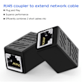 Pikkukuva 3 / 5: 6 kpl Ethernet-kaapeliadapteria - musta