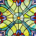 Miniatyrbild 6 av 7: 10 tum hög glasmålning solfångare fönsterpanel blå gul