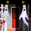 Miniatyrbild 4 av 7: Halloween Dekorationer, Spökvindstrutar i Polyestertyg med Utbytbara Batterier för Inom- och Utomhusbruk (2-pack)