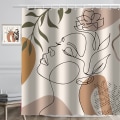 Miniatyrbilde 6 av 8: Abstrakt Kvinne Dusjforheng Moderne Boho Mid Century