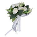 Miniatyrbillede 2 af 8: Bryllupsbuket Simulation Kunstig Rose Livagtig Grønne Blade Moderne Elegant Rose til Bryllup Kirke Hjem Decor Mælkehvid