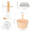 Miniatyrbilde 1 av 2: 5-delt Sauna Tilbehørsett - Bøtte, Øse, Sandklokke, Termometer, Eksplosjonssikkert Lys