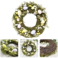 Miniatyrbilde 3 av 7: Grønn påskekrans med egg, blomsterkrans dørkrans dekorasjon