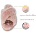 Miniatyrbillede 3 af 6: Dames Pels-Tøfler Flip Flop Åben Tå Cozy Hus Memory Foam S