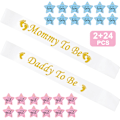 Miniatyrbild 1 av 7: Dekorationer för Gender Reveal-fest, Fantastiska \"Mommy to Be\" och \"Daddy to Be\"-skärp för babyshower, Graviditetsannonsering Minnessak med Glänsande Guld