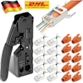 Miniatyrbilde 1 av 5: RJ45 Crimpzange + 10 Cat7 Pluggersett Nettverksverktøy Lan Kabeltang Cat 7/6