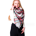 Miniatyrbillede 4 af 5: Dame Fall Winter Plaid Trekant Sjal Sjal Klassisk Kvast