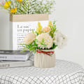 Miniatyrbilde 4 av 5: Kunstige potteplanter, små keramiske vaser falske blomster