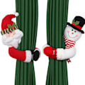 Miniatyrbild 1 av 7: Julgardin Slag Tieback, Fönsterdekorationer För Heminredning, 3D-designad Tomte Snögubbe Docka Med Mjuk Kärna Fylld, Gardinhållare
