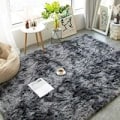 Miniatyrbillede 2 af 4: Stuegulvtæppe 120 x 200cm Mørkegrå Blød Plys Polypropylen Fiber Skridsikker Gulvtæppe
