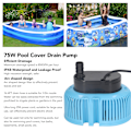 Miniatyrbillede 7 af 8: Pool Dæk Pumpe 75W 850GPH Flow 10.5ft Løft Tørbrændingsbeskyttelse Neddykkelig Pool Dæk Drænpumpe med 5m Vand Slange EU Stik 220V 50Hz