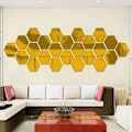 Miniatyrbild 7 av 8: 12-pack självhäftande hexagonala akrylspeglar för väggdekoration
