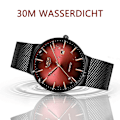 Miniatyrbild 4 av 5: Klocka, herr, tunn vattentät rostfritt stål mesh mode minimalistisk analog kvarts armbandsklocka män (grön)
