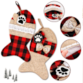 Miniatyrbillede 3 af 7: Personlige Julestrømper til Hund, Buffalo Plaid Sækkelærred Stort Knogleformet Design, Til Juletræspynt, Behagelig at Røre Ved