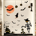 Pikkukuva 7 / 7: 2 sarjaa Halloween-aiheisia seinätarroja: Punainen kuu, lepakko, linna, kurpitsa, haamu, luuranko