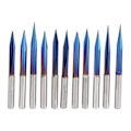 Miniatyrbillede 2 af 5: 11 stk. 4mm/0.2 tommer 2-flad Straight V Graveringsbits Wolfram Stål Spejlfinish Multifunktion