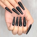 Miniatyrbillede 3 af 6: 24 stk. Dyb Nude Ren Farve Ballerina Lang Kiste Glansende Falske Negle Tryk på Negle Falske Spidser Manicure til Kvinder og Piger