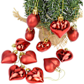 Miniatyrbild 5 av 6: JANEMO 12 st hjärtformade ornament, glänsande och matta hjärtformade julgranskulor