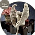 Miniatyrbild 3 av 5: Trädgårdsängel prydnader, skulptur ängel dekoration, bevingad ängel, 3D trädgårdsstaty, sittande älva, konstprydnader, sittande älva skulptur