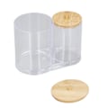 Miniatyrbillede 2 af 5: Makeup Pads Bomuldsboldkrukke Kosmetiske Værktøjer Transparent Opbevaringsboks Vare Organiser med Bambuslåg