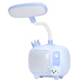Miniatyrbilde 2 av 5: Leselampe for barn, TV-stil base, silikon, svanehals, USB-lading, myk LED-lampe, skrivebordslampe for studenter, arbeid, blå