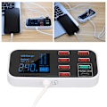 Miniatyrbild 1 av 8: A9S+ 8-portars billaddare 40W snabbladdning QC 3.0 USB C Flera USB-laddningsstationer med LCD för bil Flera enheter