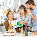 Miniatyrbild 4 av 5: 3 rullar förgylld färgglad presentinslagningspapper - Grattis på födelsedagen+Färgglada diagonala ränder+Färgglada femuddiga stjärnor