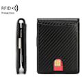 Miniatyrbild 3 av 5: Herr Slim Plånbok 10 Kreditkortshållare Fack Läder Pengaclip RFID Blockering Bifold Framficka Liten Tunn Herr Plånbok Svart