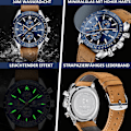 Miniatyrbild 4 av 6: Klockor Herr Analog Quartz Chronograph Herrklockor 30M Vattentät Luminous Date Watch Casual Business Designerklockor Klassisk Elegant