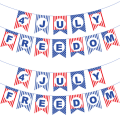 Miniatyrbild 1 av 6: 2 st 4 juli patriotiska banderolldekorationer röd blå vit