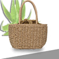 Miniatyrbilde 5 av 5: Mote-Håndveske i Straw Weave for Kvinner - Handlepose, Strandveske, Reisekurv (Khaki)