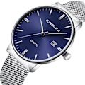 Miniatyrbillede 1 af 5: Mænds Ur Ultra Tyndt Vandtæt Armbåndsur Mænd Mode med Sort Rustfrit Stål Rem Mesh Analog Kvarts Forretningsmænd Ure
