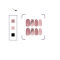 Miniatyrbild 3 av 5: Nagelkonst Falska Naglar Slit Nagel$mandelformad Diagonal Guldlinje Lotusrot Rosa Slit Nagel$falska Nagelplåster Nagelplåster