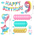 Miniatyrbilde 2 av 5: Fødselsdagspynt, Regnbue Gradient Fargerike Tall Folie Helium Ballonger For Baby Fødselsdagsfest Tilbehør